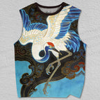 Unisex Vintage Crane Printed Tank Top