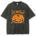 Unisex Halloween Pumpkin Its Ween Printed Washed Tee
