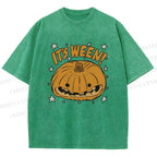 Unisex Halloween Pumpkin Its Ween Printed Washed Tee
