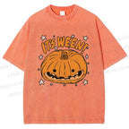 Unisex Halloween Pumpkin Its Ween Printed Washed Tee