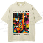 Unisex Yayoi Kusama Dots Art Printed Washed Tee