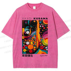 Unisex Yayoi Kusama Dots Art Printed Washed Tee
