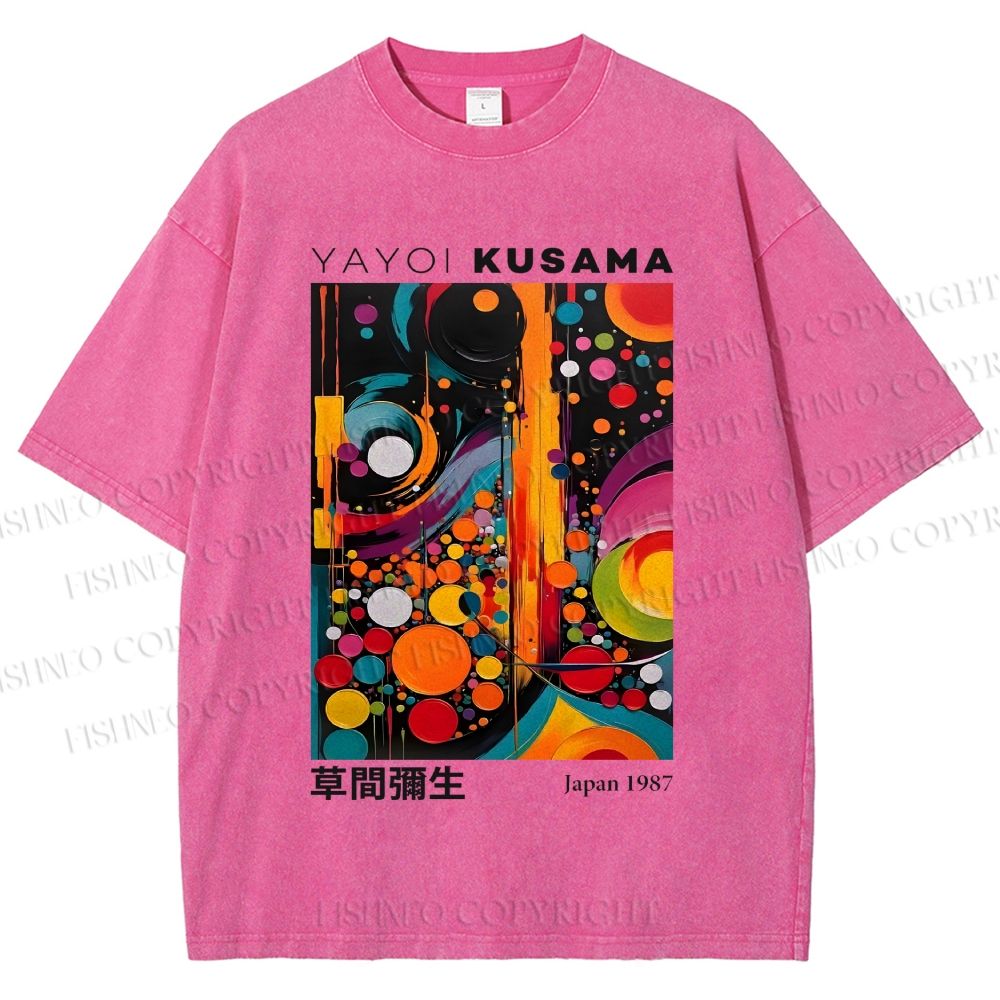 Unisex Yayoi Kusama Dots Art Printed Washed Tee
