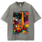Unisex Yayoi Kusama Dots Art Printed Washed Tee