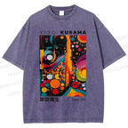 Unisex Yayoi Kusama Dots Art Printed Washed Tee