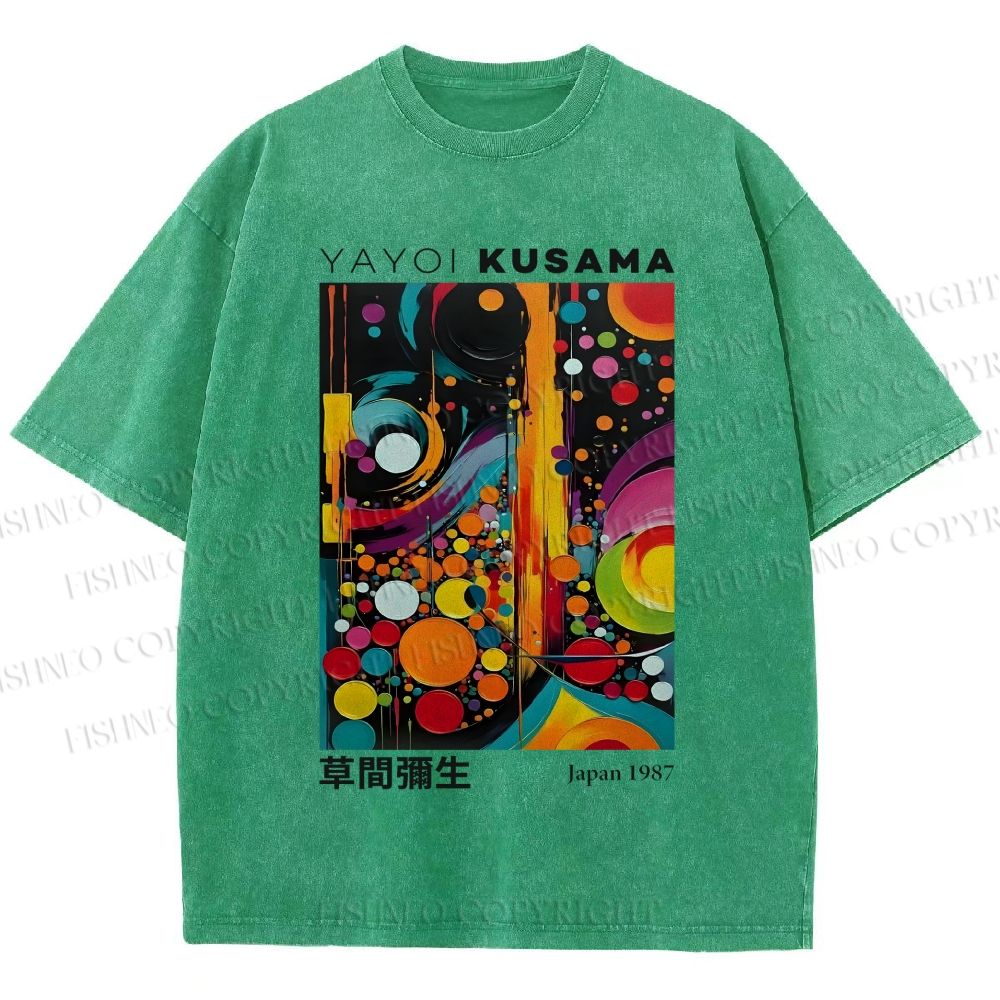 Unisex Yayoi Kusama Dots Art Printed Washed Tee