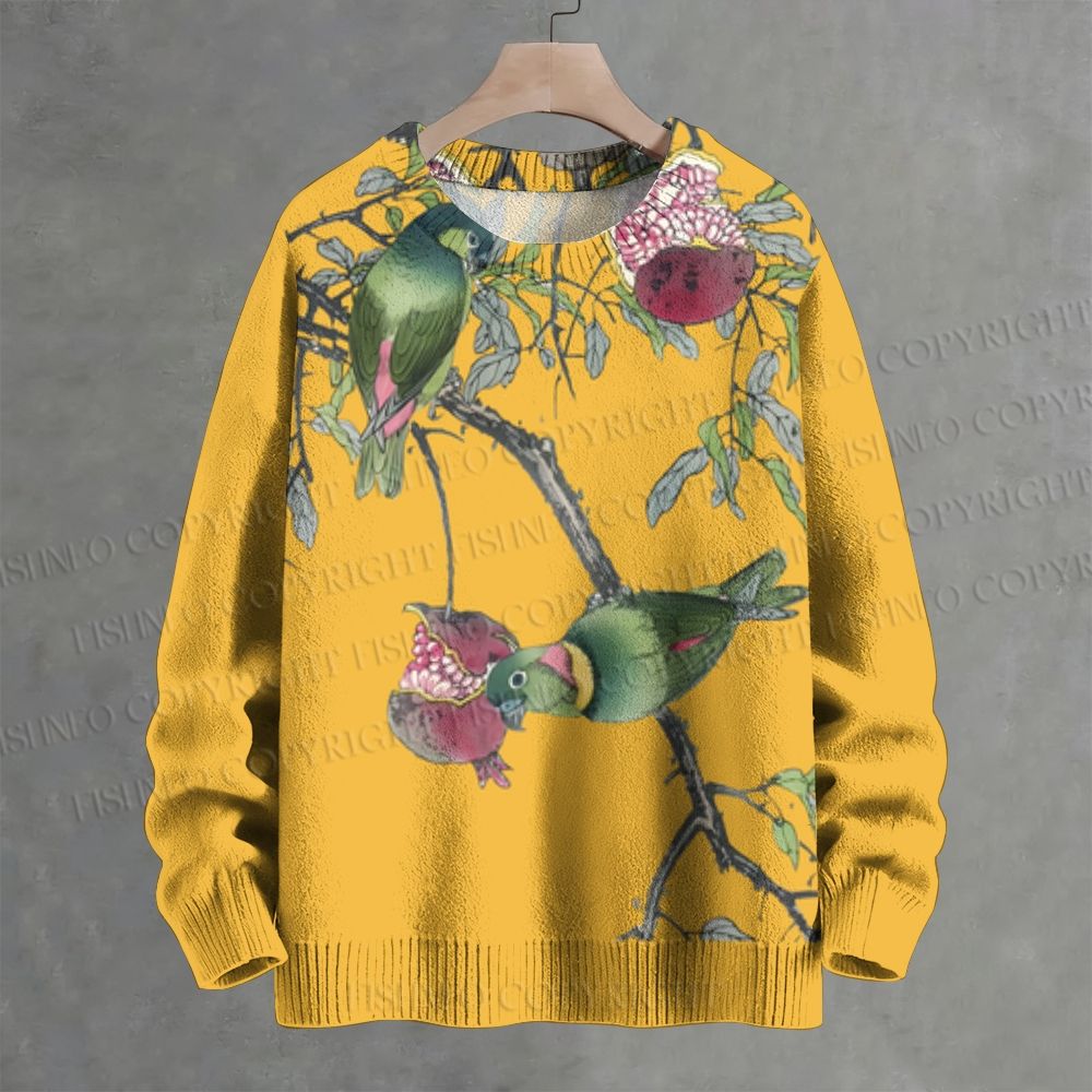Vintage Bird in Tree Crew Neck Sweater