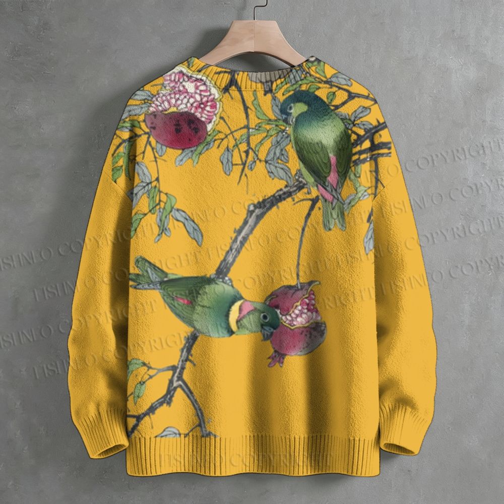 Vintage Bird in Tree Crew Neck Sweater