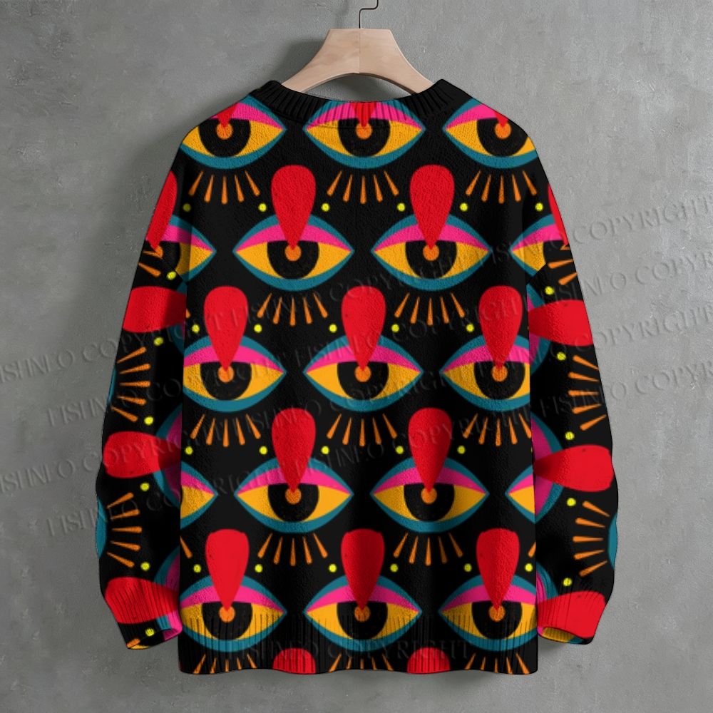 Spooky Mushroom Eyes Crew Neck Sweater