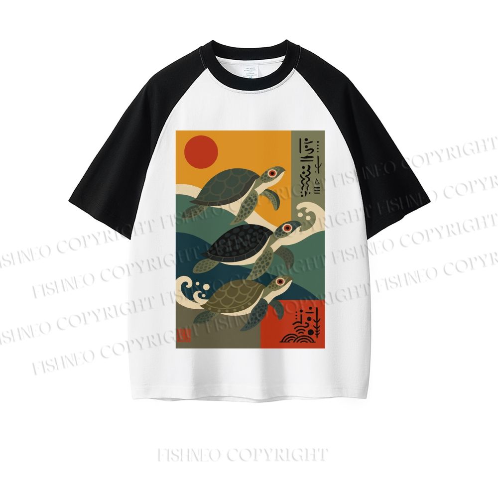 Sunrise Sea Turtles Dopamine color series short sleeve T-shirt
