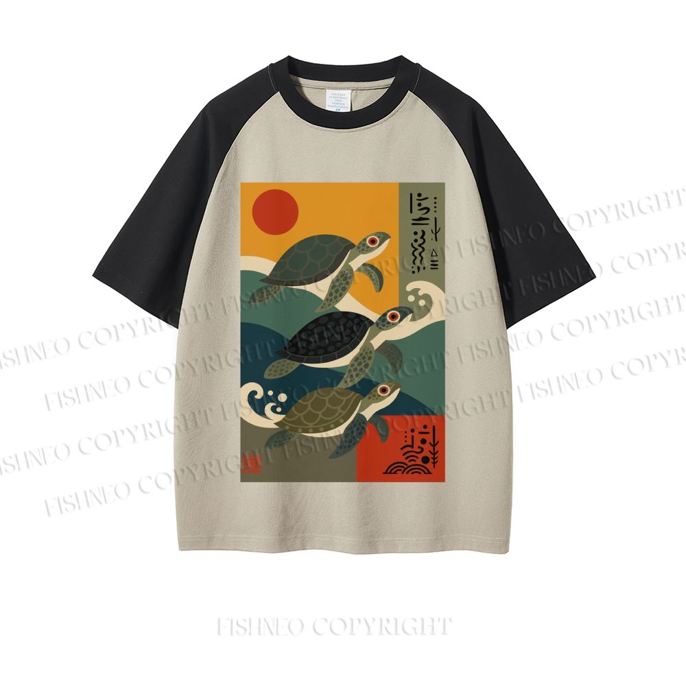 Sunrise Sea Turtles Dopamine color series short sleeve T-shirt