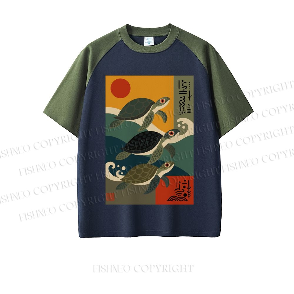 Sunrise Sea Turtles Dopamine color series short sleeve T-shirt