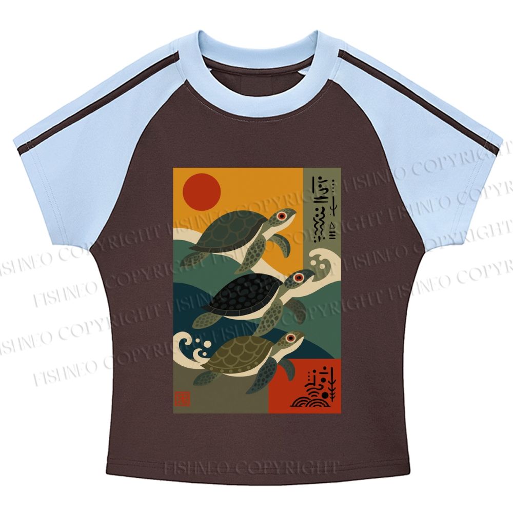 Sunrise Sea Turtles Stripe Raglan Baby Tee