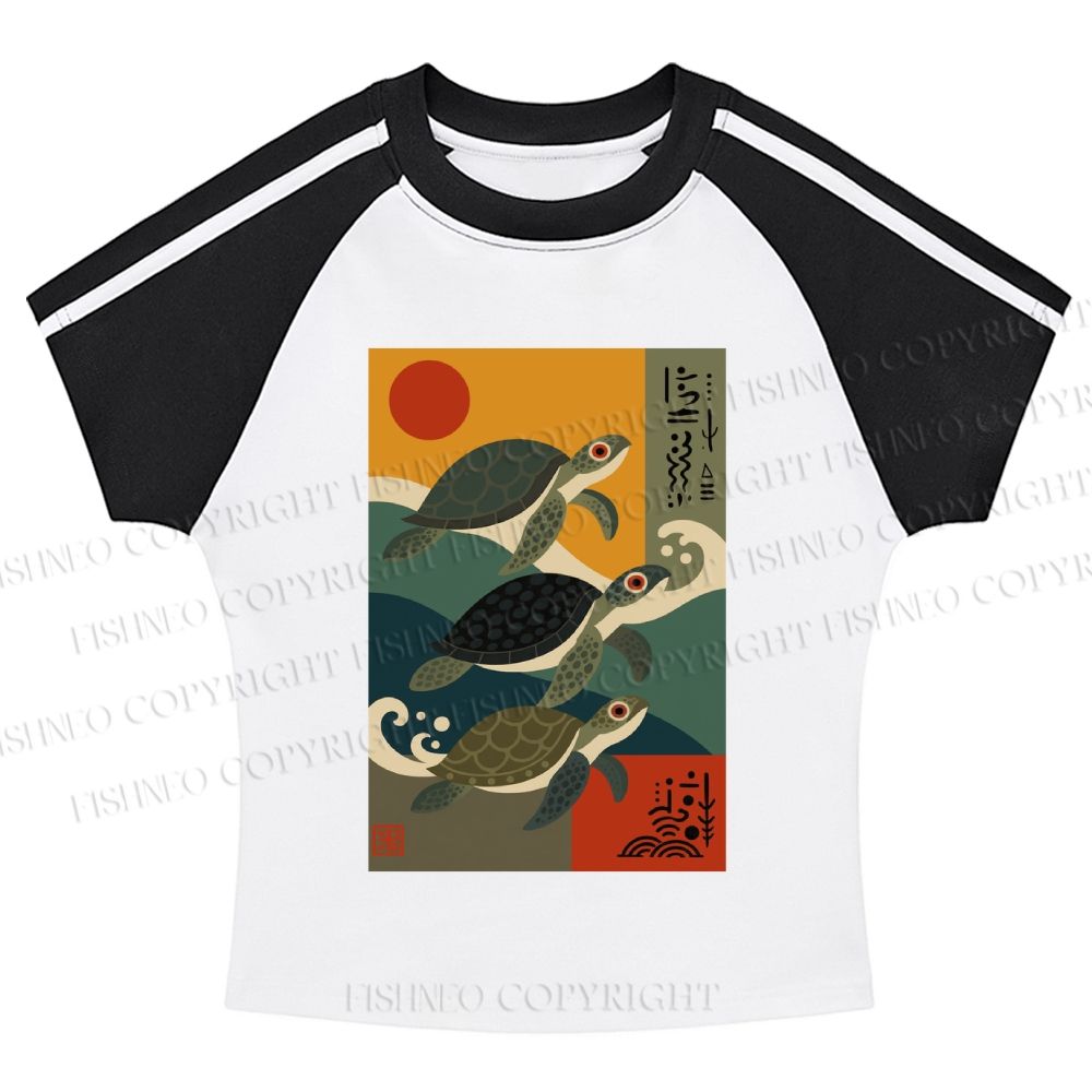 Sunrise Sea Turtles Stripe Raglan Baby Tee