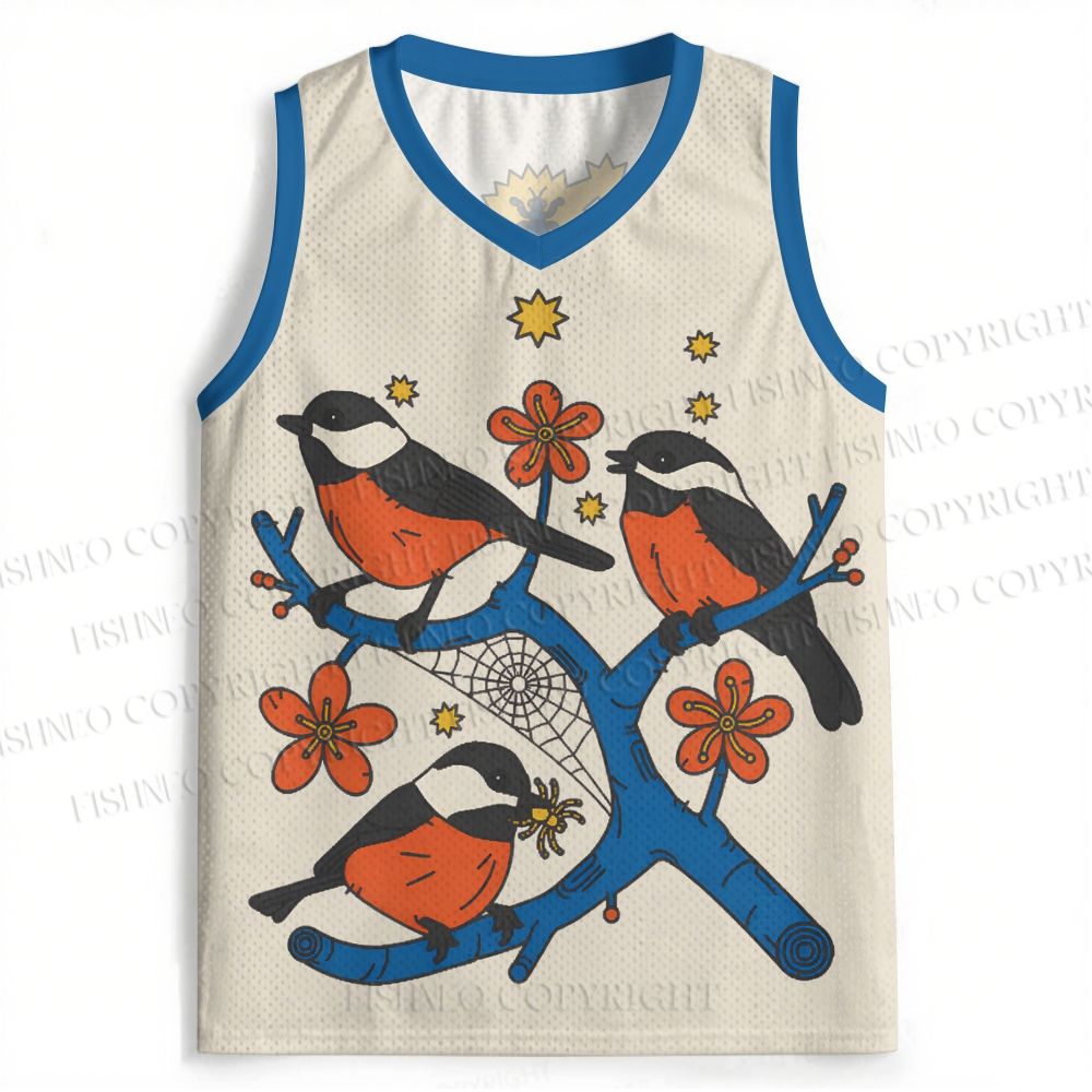 Vintage BIrds on Tree Jersey Tank