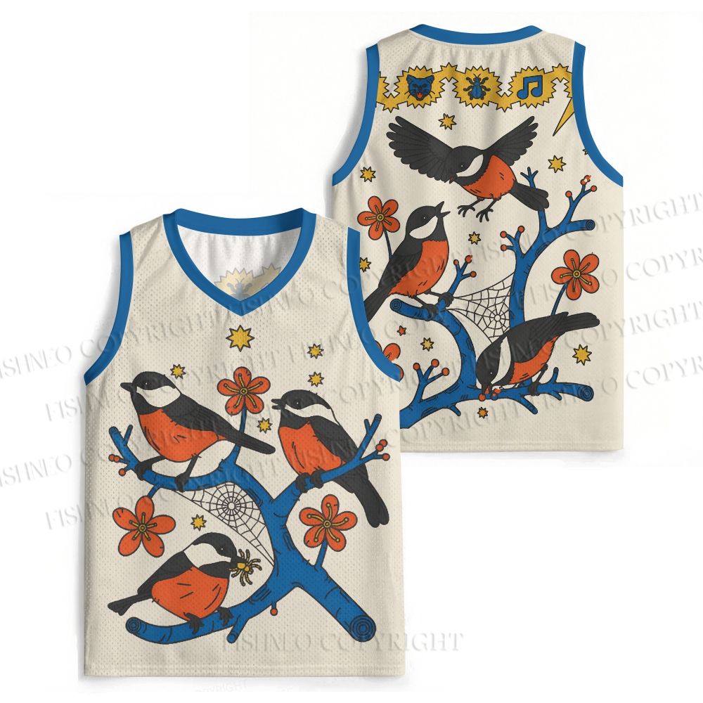 Vintage BIrds on Tree Jersey Tank