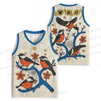 Vintage BIrds on Tree Jersey Tank