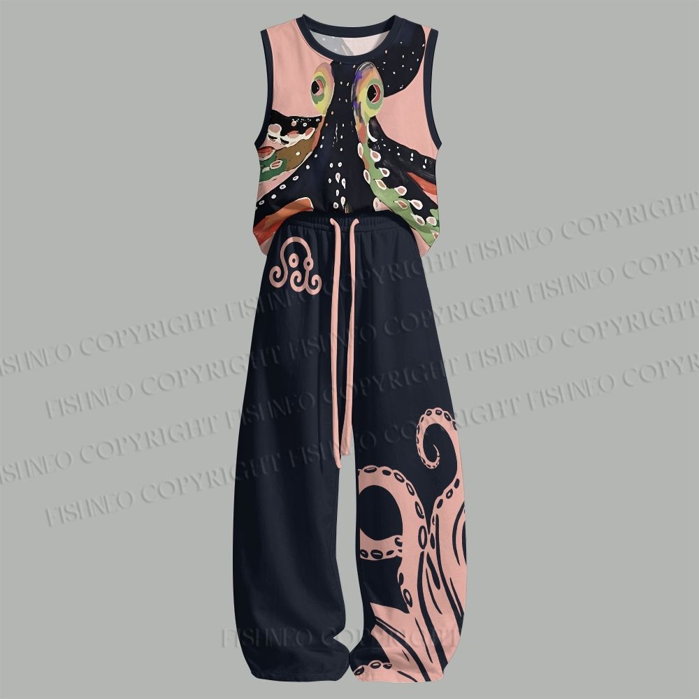 Unisex Octopus Loose Tank Top Set