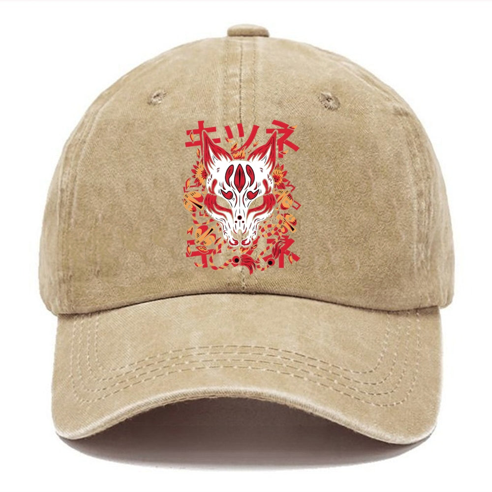 Japanese Kitsune Mask Washed Cap
