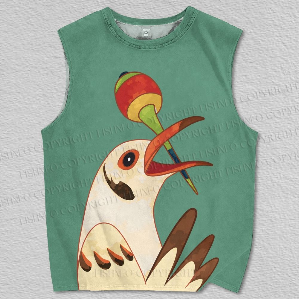 Unisex Vintage Bird Printed Tank Top