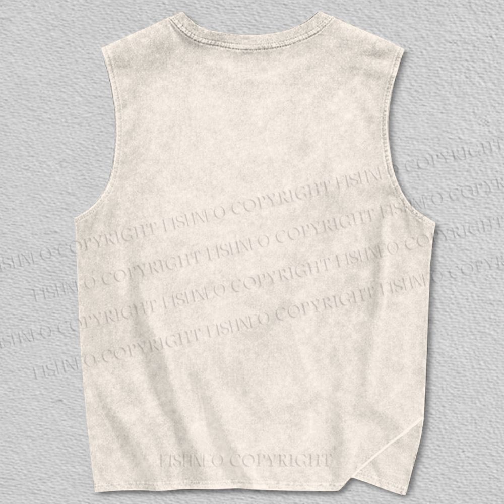 Unisex Vintage Black Cat on Sakura Tree Printed Tank Top