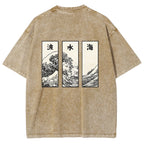 Japanese Art Wave Back Washed T-Shirt