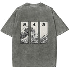 Japanese Art Wave Back Washed T-Shirt