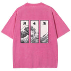 Japanese Art Wave Back Washed T-Shirt