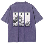Japanese Art Wave Back Washed T-Shirt