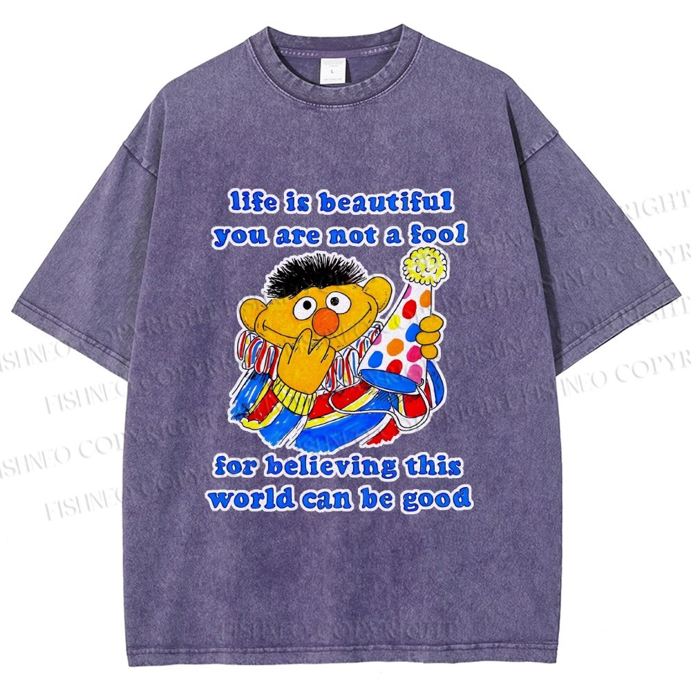 Unisex The Sesame Street Wolrd Will Be Good Printed Washed Tee