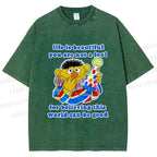 Unisex The Sesame Street Wolrd Will Be Good Printed Washed Tee