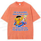 Unisex The Sesame Street Wolrd Will Be Good Printed Washed Tee