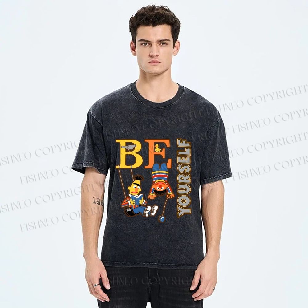 Unisex The Sesame Street Be Yourself Printed Washed Tee