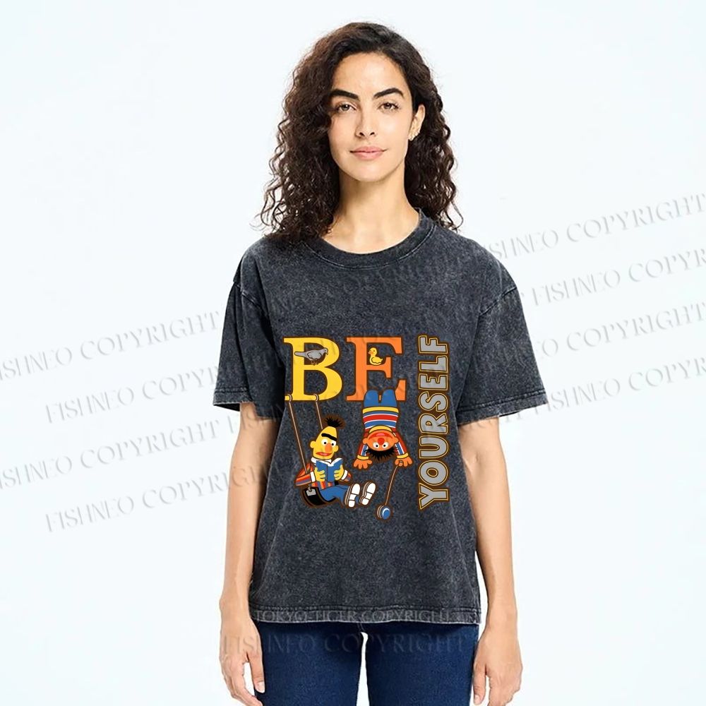 Unisex The Sesame Street Be Yourself Printed Washed Tee