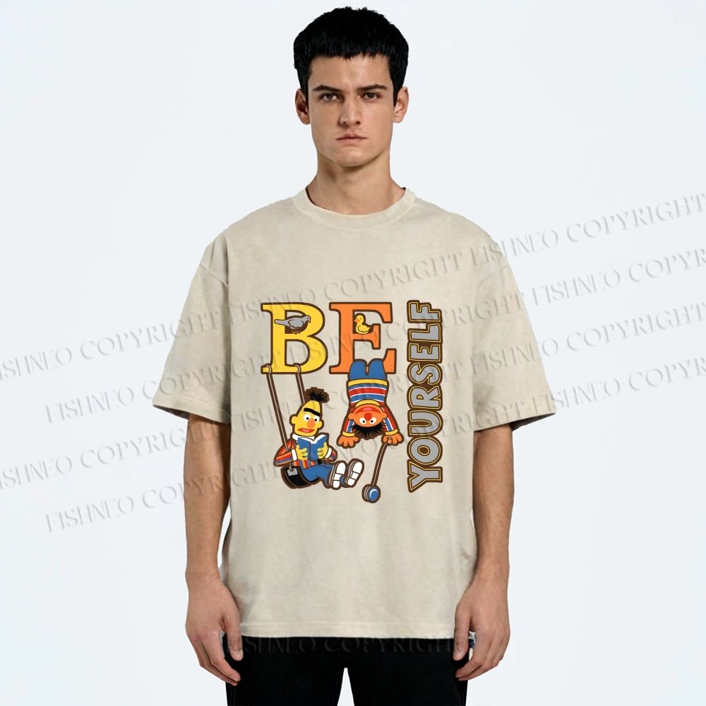 Unisex The Sesame Street Be Yourself Printed Washed Tee
