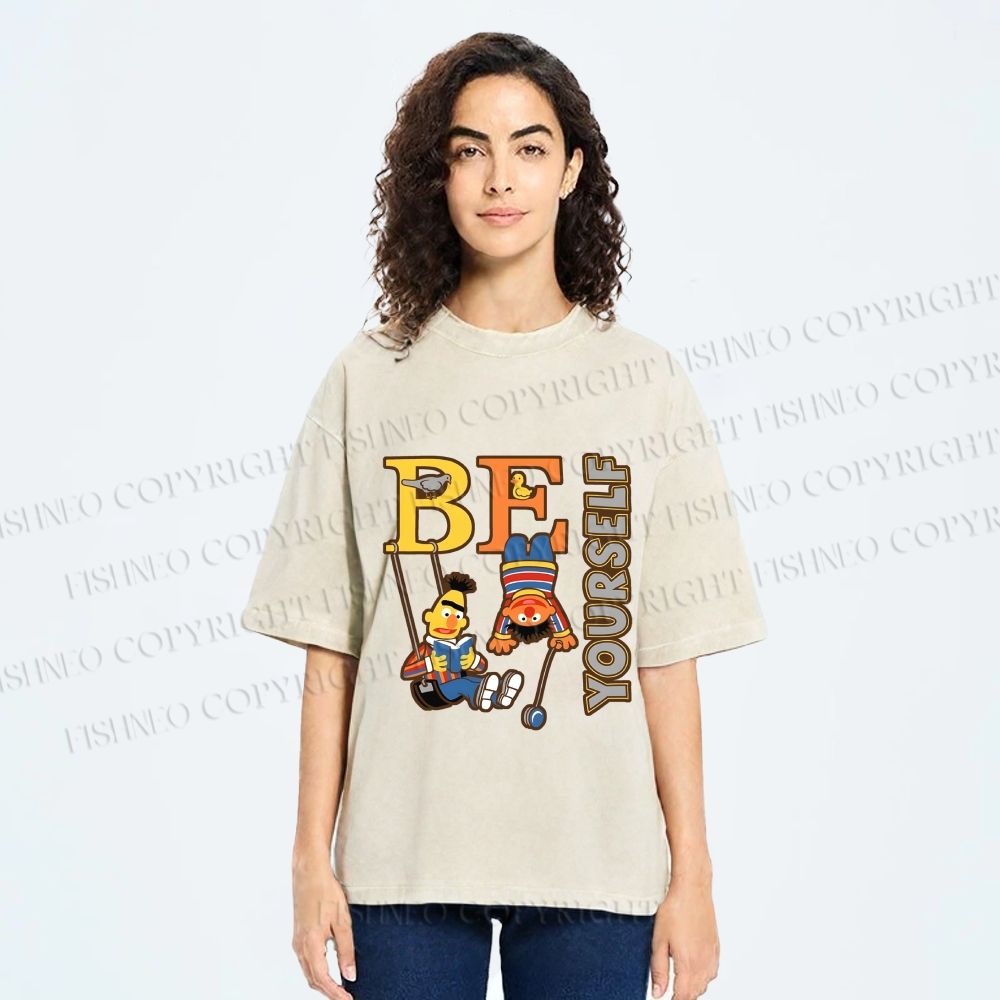 Unisex The Sesame Street Be Yourself Printed Washed Tee