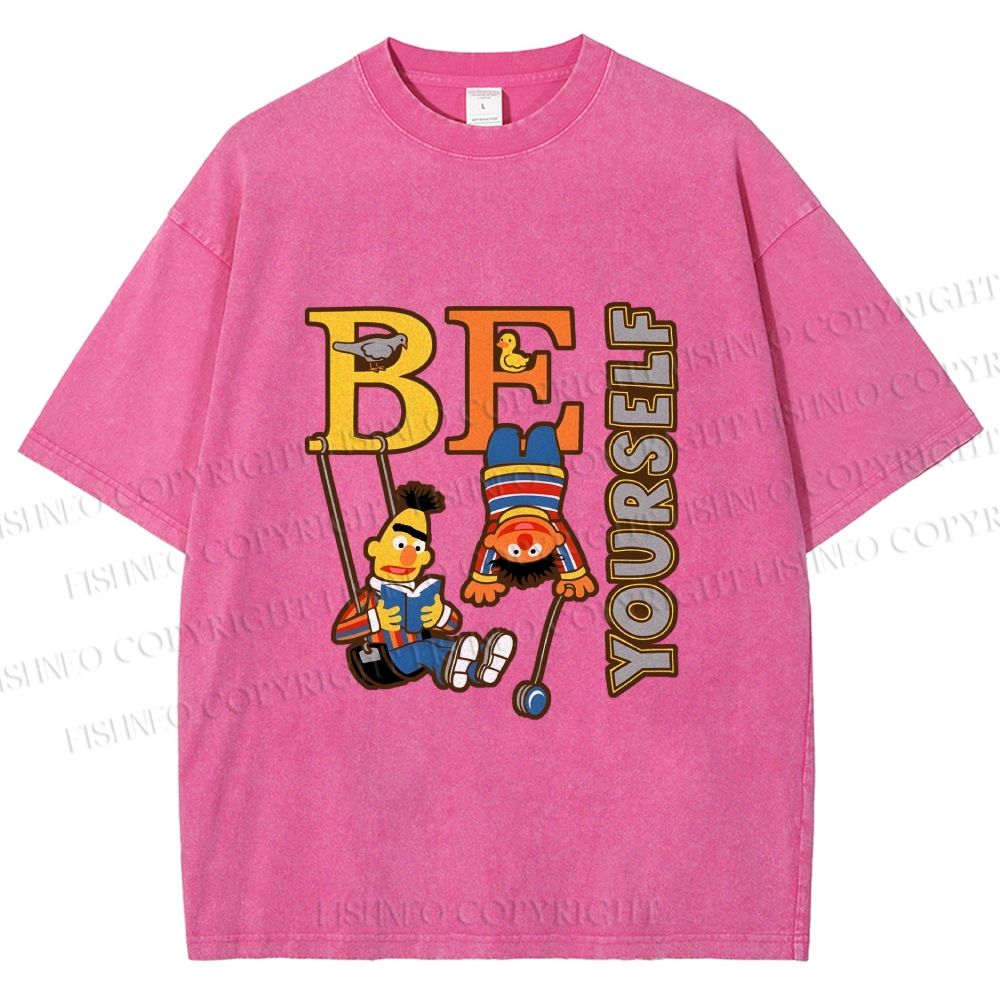 Unisex The Sesame Street Be Yourself Printed Washed Tee