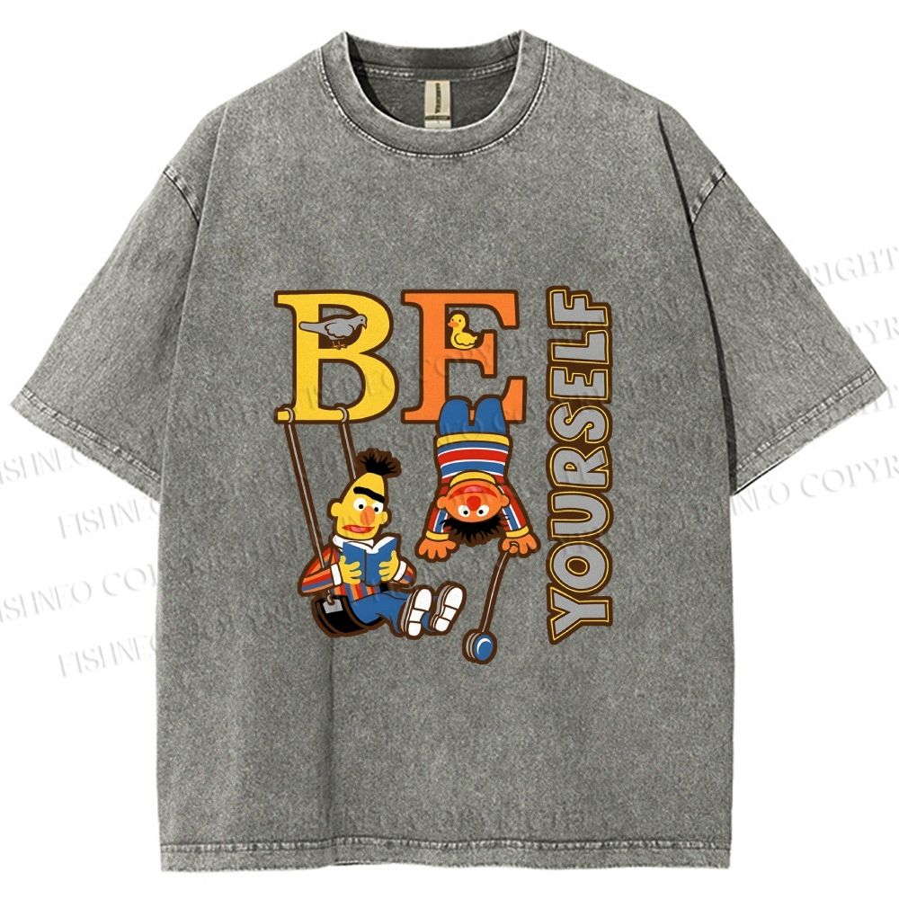 Unisex The Sesame Street Be Yourself Printed Washed Tee