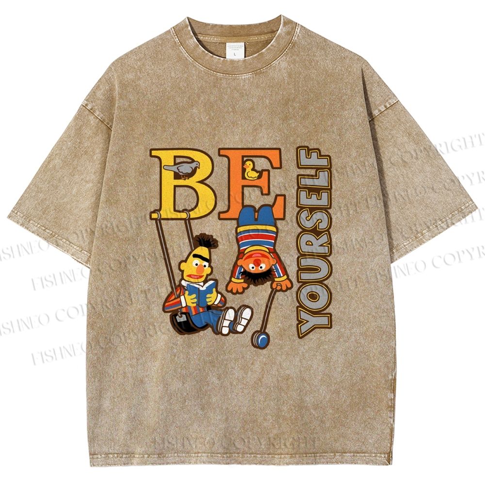 Unisex The Sesame Street Be Yourself Printed Washed Tee