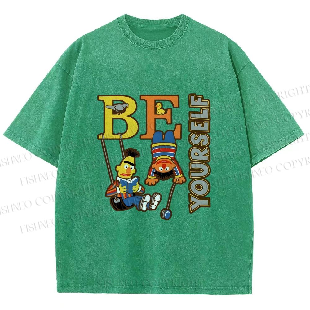 Unisex The Sesame Street Be Yourself Printed Washed Tee