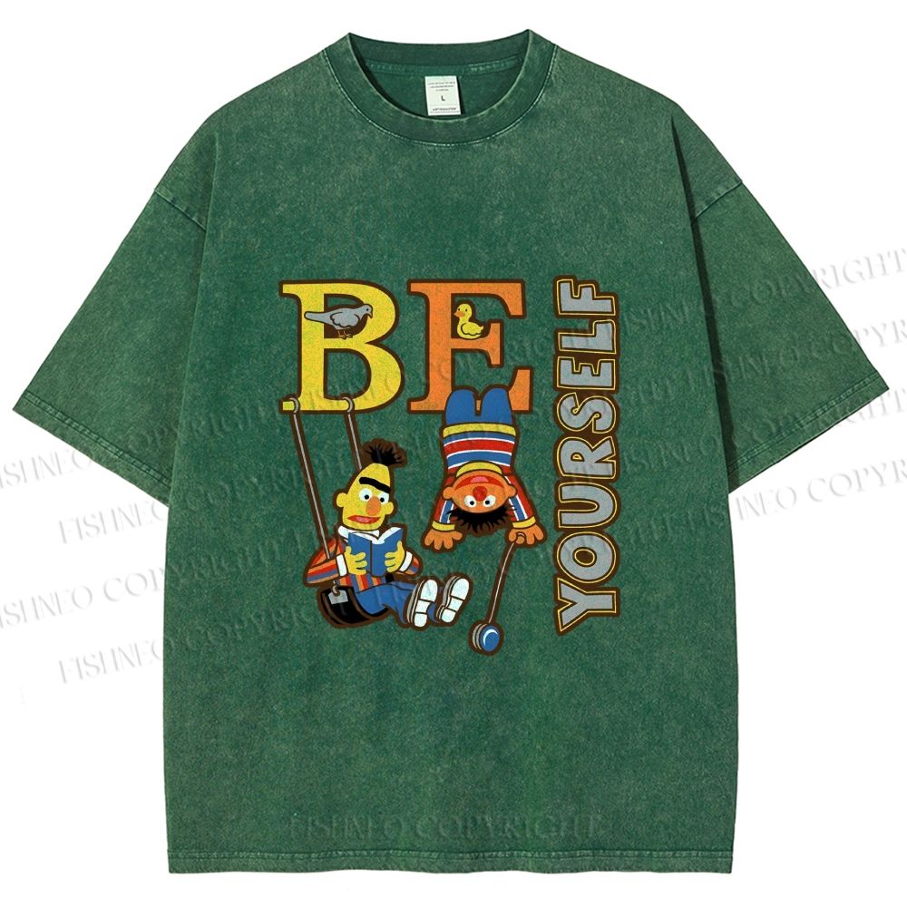Unisex The Sesame Street Be Yourself Printed Washed Tee
