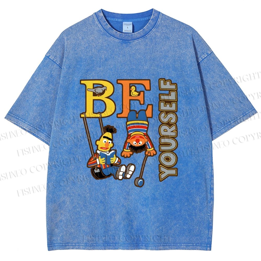 Unisex The Sesame Street Be Yourself Printed Washed Tee