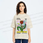 Unisex Yayoi Kusama Flower With Dots Printed Washed Tee