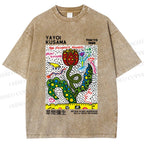 Unisex Yayoi Kusama Flower With Dots Printed Washed Tee