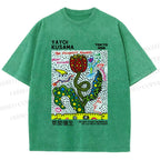 Unisex Yayoi Kusama Flower With Dots Printed Washed Tee