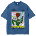 Unisex Yayoi Kusama Flower With Dots Printed Washed Tee