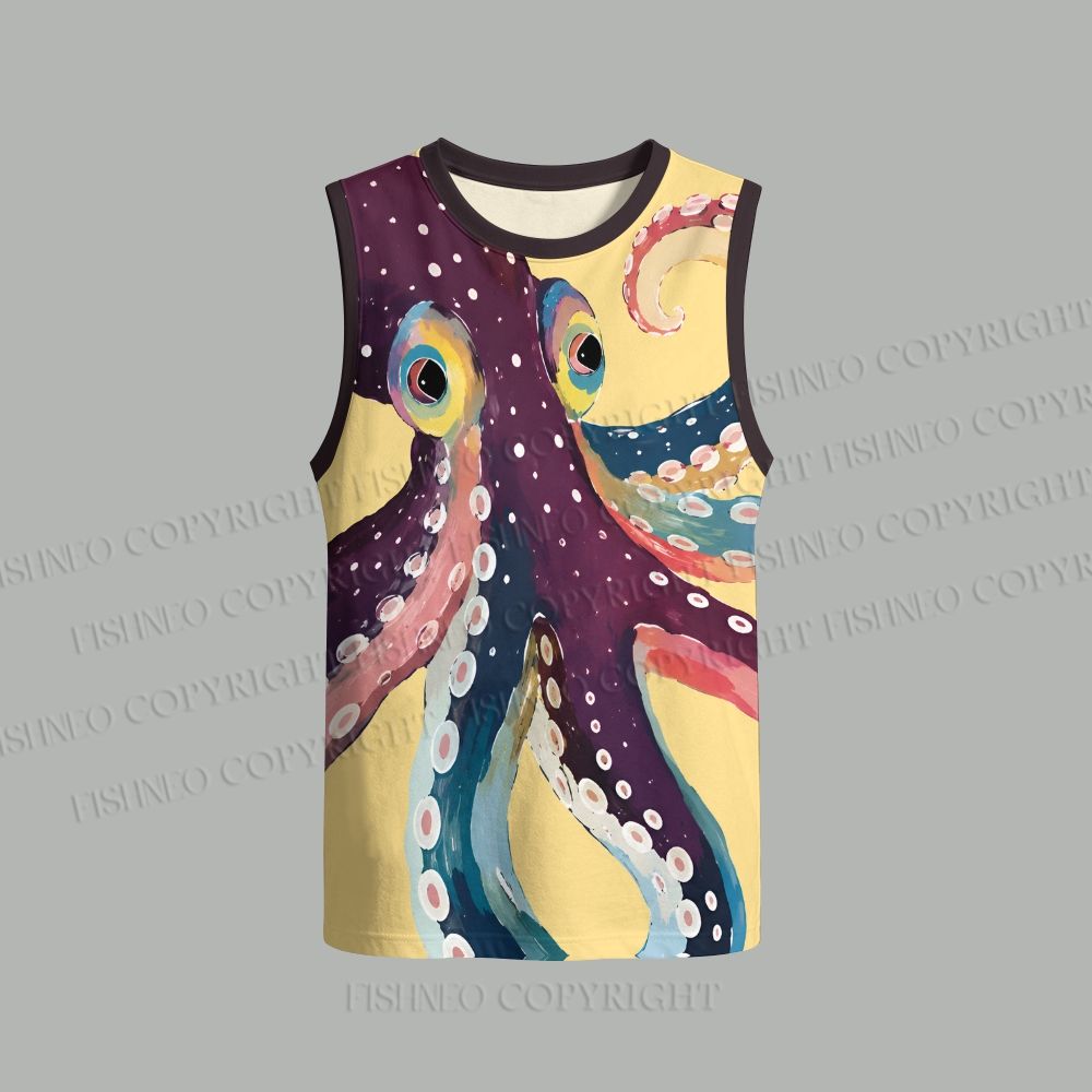 Unisex Octopus Art Loose Tank Top Set