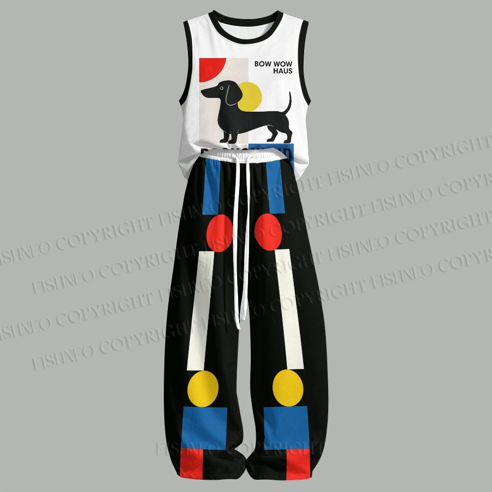 Unisex Bauhaus Dachshund Loose Tank Top Set