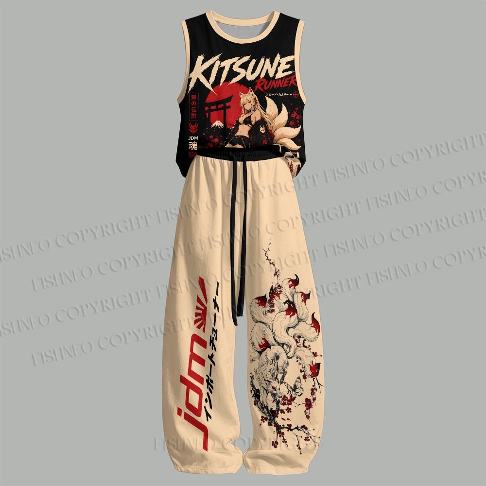 Unisex Kitsune Runner JDM Loose Tank Top Set