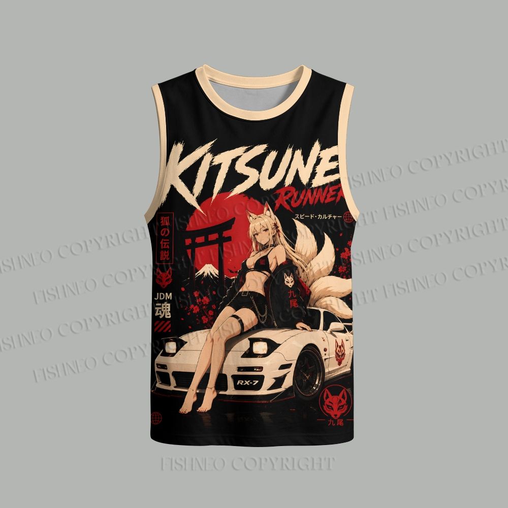 Unisex Kitsune Runner JDM Loose Tank Top Set